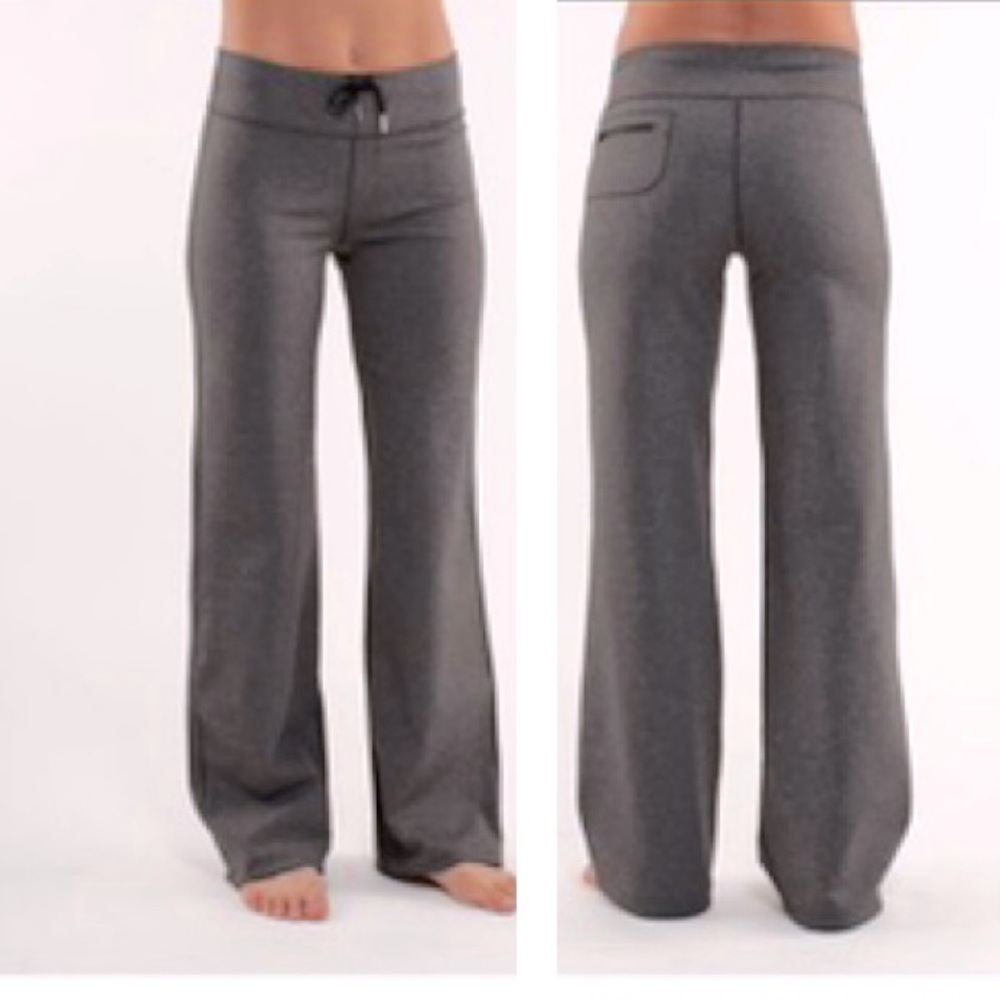 Lululemon Relaxed Fit Pant Wide Leg Pocket Stretch PullOn Heathered Black Gray 6